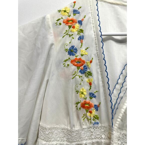 Vintage Gilead White Embroidered Nightgown & Robe Set Medium Cottagecore Lace - Picture 6 of 16